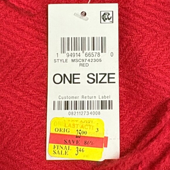 Style & Co. Red Textured Winter Scarf with Fringe Trim - NWT - Picture 9 of 10